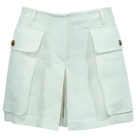 Hermès Short en lin crème / Jupe-short Blanc Écru