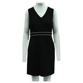 Diane Von Furstenberg-Black Dress with V-neck Detail-Black