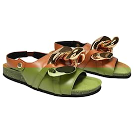 JW Anderson-Chain Sandals in Black Leather-Black