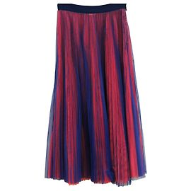Msgm Electric Blue und Neon Pink Mesh-Midirock Blau
