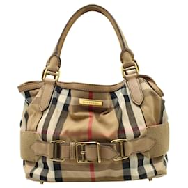 Burberry-Brown Checked Classic Tote Bag-Brown