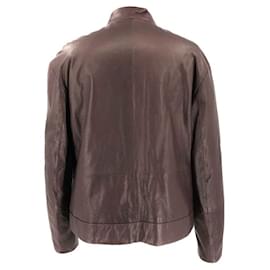 Brunello Cucinelli-Brunello Cucinelli leather jacket in burghundy-Red,Dark red