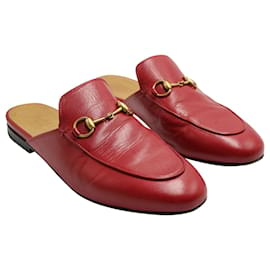 Gucci-Red Mules com Horsebit-Vermelho