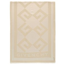 Givenchy Écharpe en soie à logo monogramme Doré Métallisé