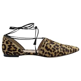 Gianvito Rossi-Pony Hair Leopard Print Pointed Toe Ballerinas -Other