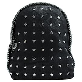 Stella Mc Cartney-Black Falabella Vegan Leather Small Backpack with Stars-Black