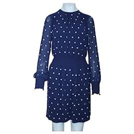 Michael Kors-Dark Blue Dress with White Printed Flowers-Blue