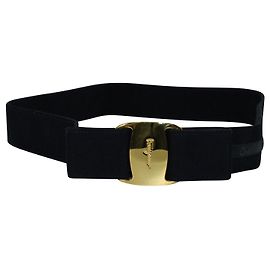 Salvatore Ferragamo Vintage Navy Blue Bow Stoffgürtel Blau Marineblau