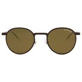 Montblanc Round-Frame Metal Sunglasses Brown