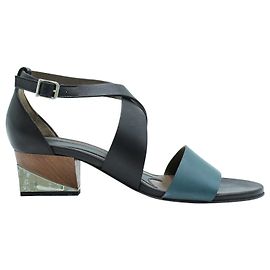 Marni Ledersandalen mit Holz-/Spiegelabsatz Grün