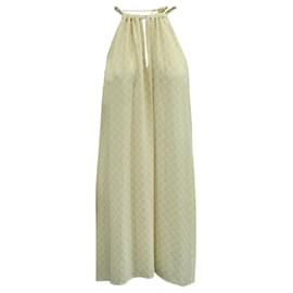 Michael Kors-Ivory and Metallic Gold Dress with Chains-White,Cream