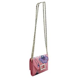 Roger Vivier Pink Compact Wallet/ Chain Mini Shoulder Bag Pink