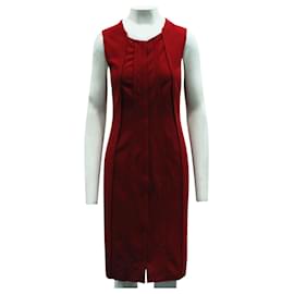 Diane Von Furstenberg-Dark Red Pleated Bodycon Dress-Red