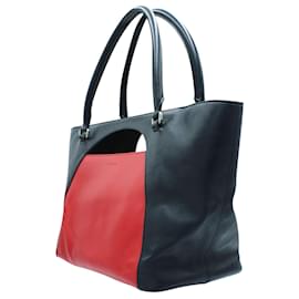 JW Anderson-Navy Blue and Red Leather Tote-Red