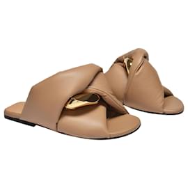 JW Anderson-Flat Twist Sandals in Beige Leather-Beige
