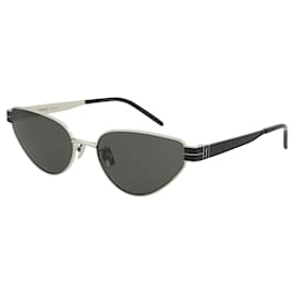 Saint Laurent-Cat Eye-Frame Metal Sunglasses-Silvery,Metallic