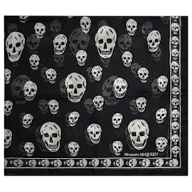 Alexander Mcqueen-Skull Scarf in Black Silk-Black