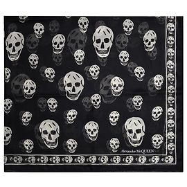 Alexander Mcqueen Sciarpa Teschio in Seta Nera Nero