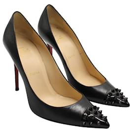 Christian Louboutin-Black Pointed Toe Spiked Heels-Black