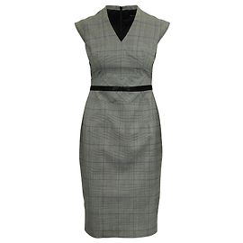 Karen Millen Grau bedrucktes Bürokleid Grau