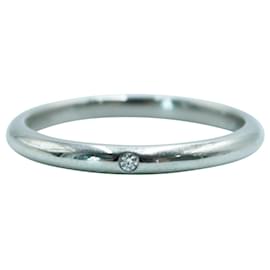 Tiffany & Co-Anillo de platino minimalista con diamante-Plata,Metálico