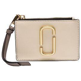 Marc Jacobs Top Zip Mini Wallet in White Leather White