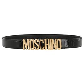Moschino Dicker Ledergürtel mit Logo Schwarz