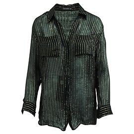 Equipment Camicia Nera Trasparente con Filo Dorato Nero