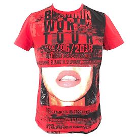 Camiseta Balmain de algodón rojo con labios Roja