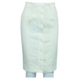Hermès-Cream Skirt with Buttons at Front-White,Cream