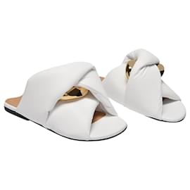 JW Anderson-Flat Twist Sandals in White Leather-White