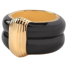 Aurelie Bidermann Katt Ring aus schwarzem Bakelit Schwarz