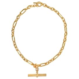 Autre Marque-Gold T Bar Necklace On Plated Gold-Golden,Metallic