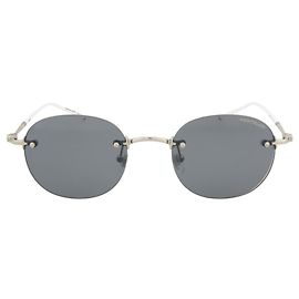 Montblanc Round-Frame Metal Sunglasses Silvery Metallic