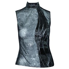 Gianni Versace Mesh-Top mit Schlangenhaut-Einsätzen Schwarz