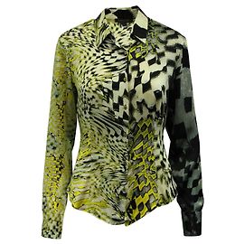 Roberto Cavalli Camicia in seta con stampa gialla Altro