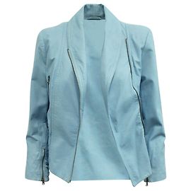 Alice + Olivia Giubbotto biker in pelle di agnello celeste Blu