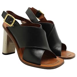 Céline-Black leather sandals-Black