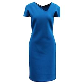 Roland Mouret-Short Sleeve Blue Slim Fit Dress-Blue