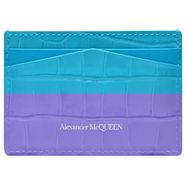 Alexander Mcqueen-Card Holder in Blue Leather-Blue