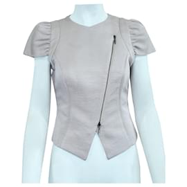 Armani-Pale Pink Textured Short Sleeve Zip Jacket-Pink