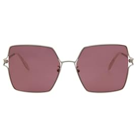 Alexander Mcqueen-Square-Frame Metal Sunglasses-Silvery,Metallic