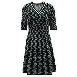 M Missoni Abito a zig zag bianco e nero Nero