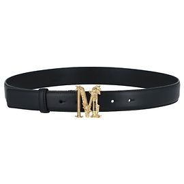 Moschino Leder M-Plaque Barock Gürtel Schwarz