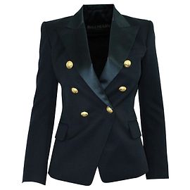 Balmain Elegant Black Blazer with Big Golden Buttons Black