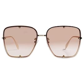 Alexander Mcqueen-Sunglasses in Brown Injection-Golden,Metallic