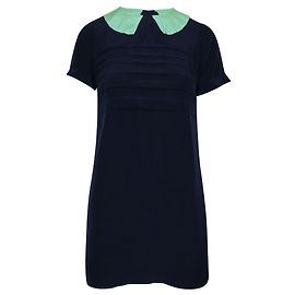 Marc by Marc Jacobs Mini vestido de seda azul marinho com gola verde Azul Azul marinho