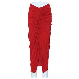 Donna Karan Saia midi drapeada vermelha Vermelho