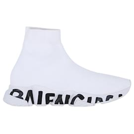Balenciaga-Balenciaga Mens Speed Graffiti Sneakers-White