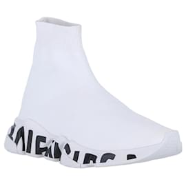 Balenciaga-Balenciaga Mens Speed Graffiti Sneakers-White